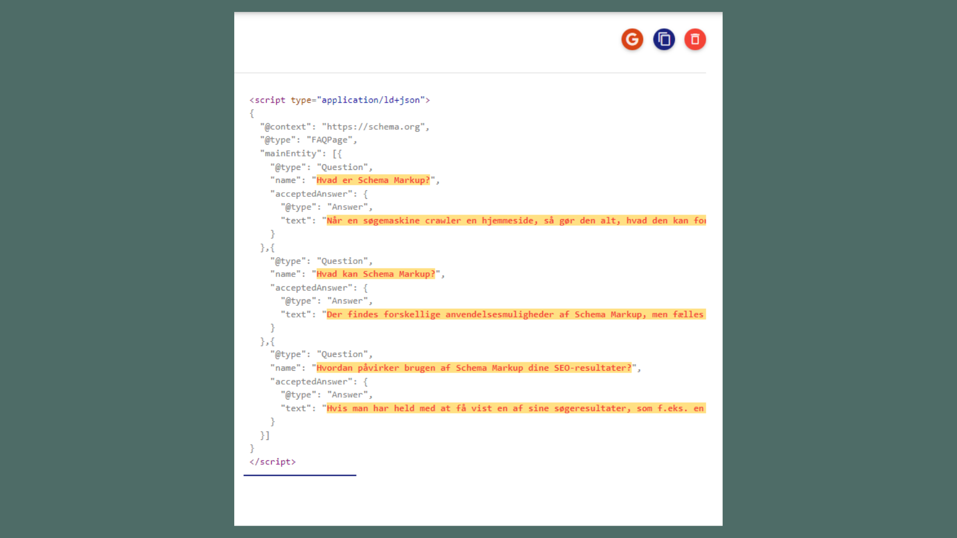 Opsætning af schema markup