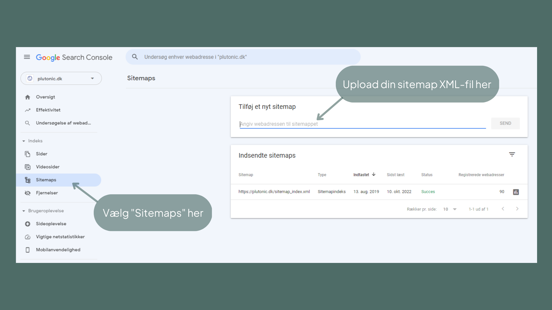 Eksempel på hvordan man opdaterer en sides sitemap